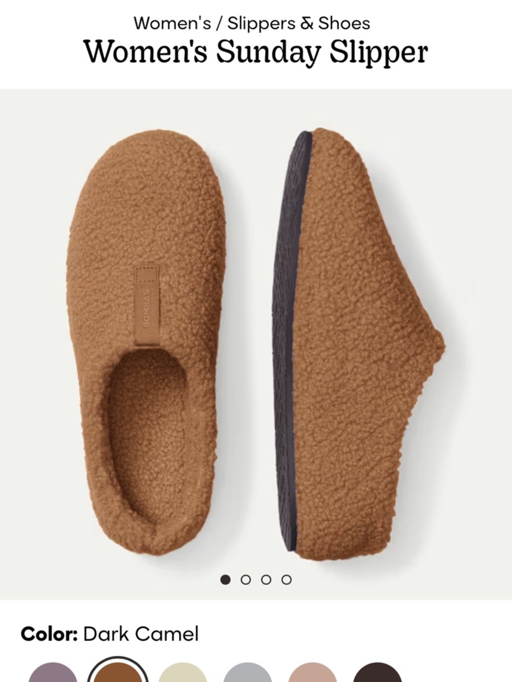 Bombas Women's Sunday Slipper in Dark Camel